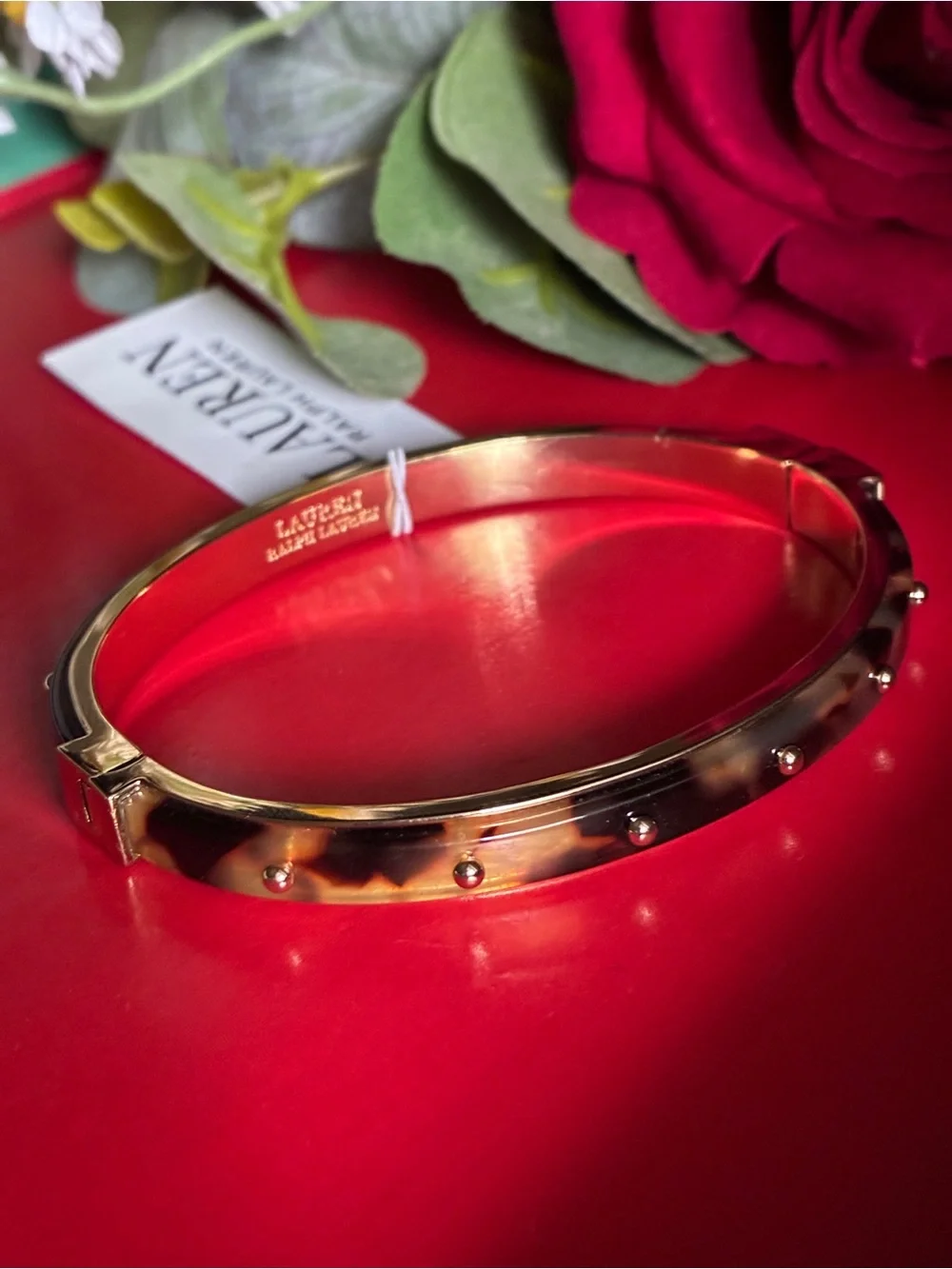 Ralph Lauren Gold-Tortoiseshell Stud Accent Bracelet